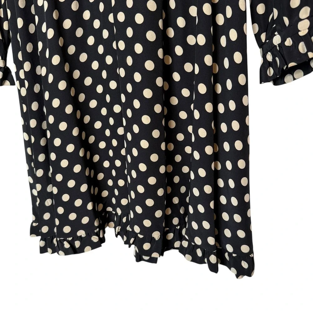 Kate Spade Adele Silk Polka Dot Dress in Black Cream size‎ 2